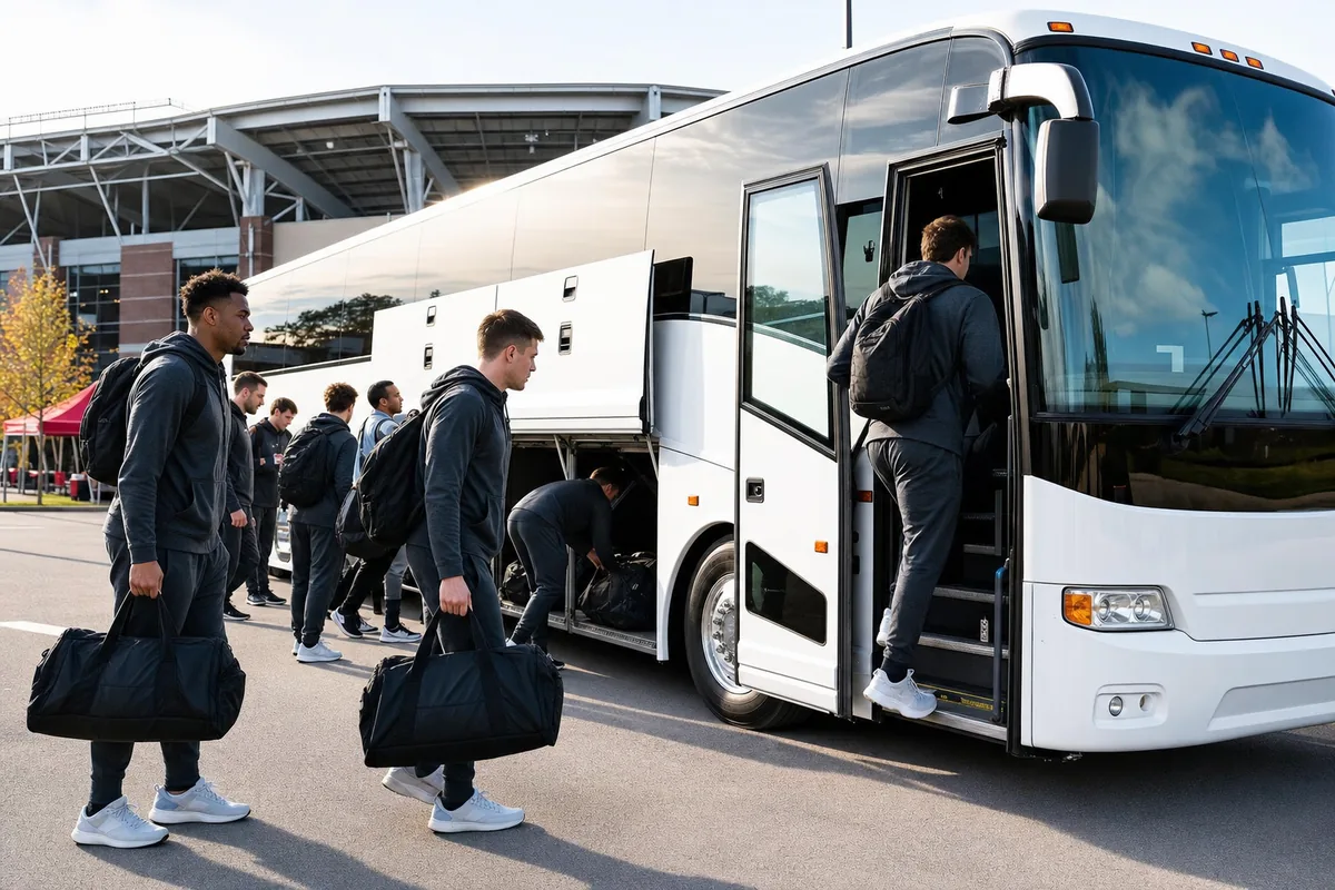 Group boarding an Avenue Coach motorcoach
